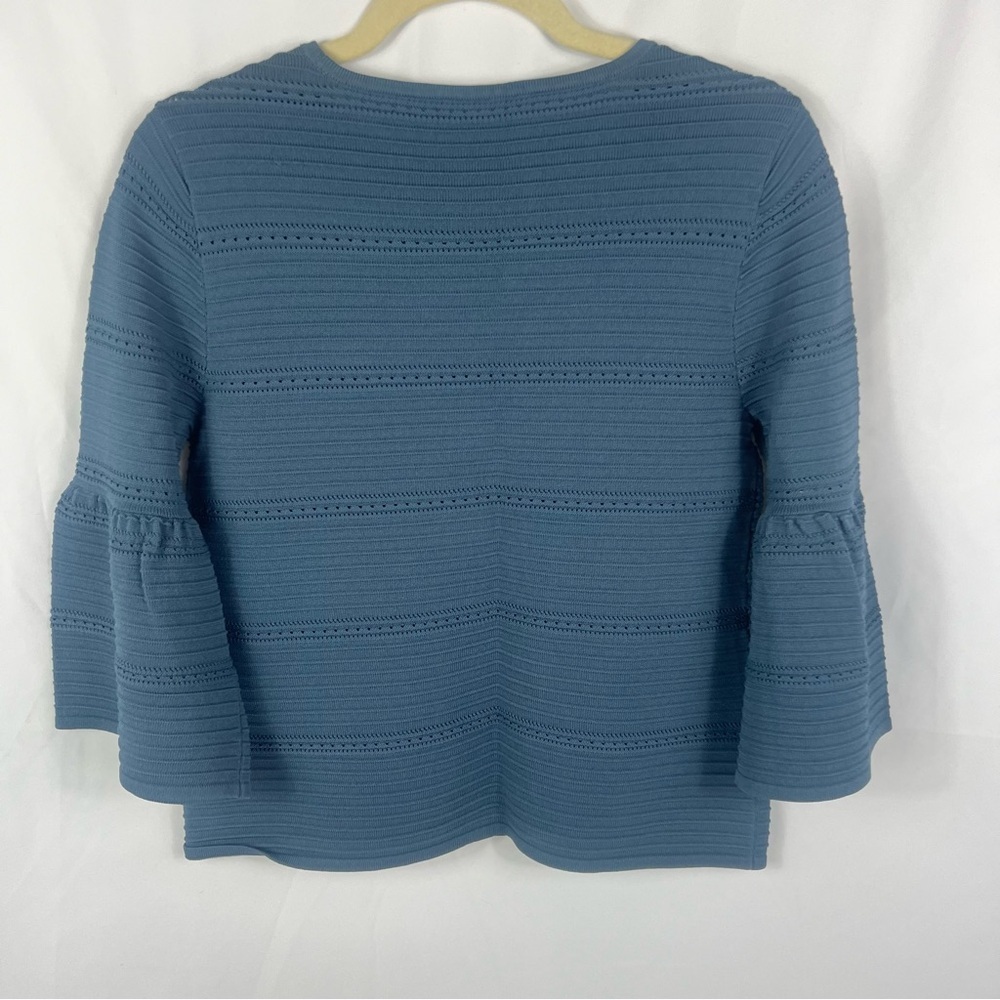 White House Black Market Blue Bell Sleeve Top - Picture 6 of 7